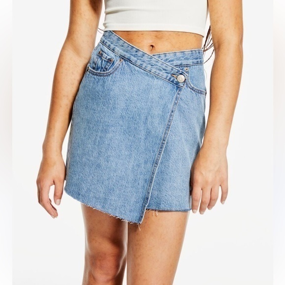 Aeropostale Dresses & Skirts - Aeropastale Y2K High-Waisted Wrap Denim Skirt raw hem
